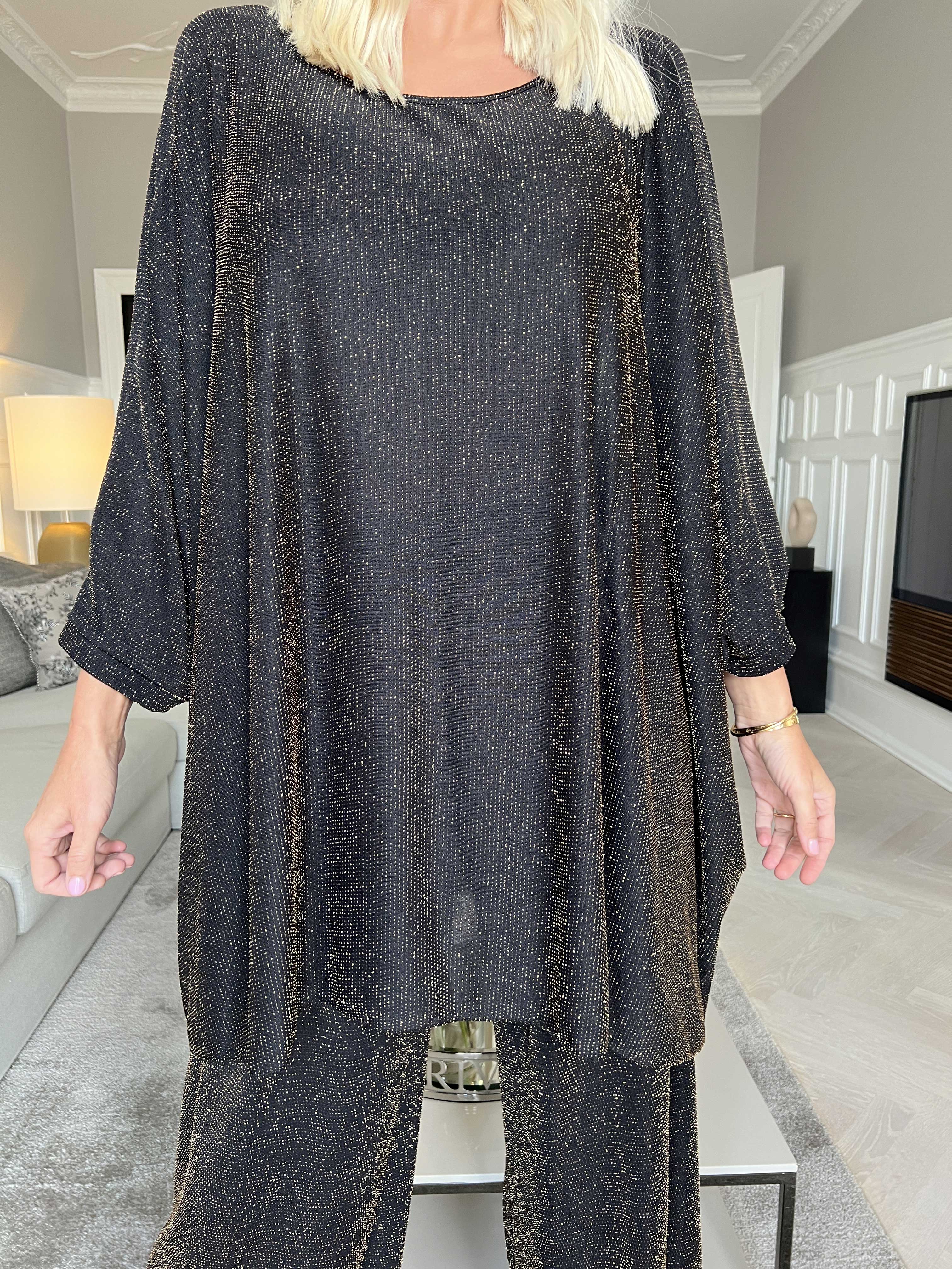 Estella Glitter - Oversized tunika med fladdermusärmar